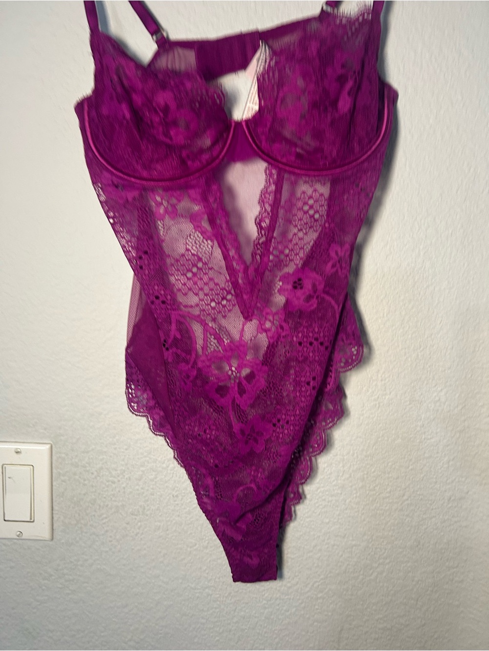 Victoria secret Lace Plunge Bodysuit in Fuchsia - Women Intimates